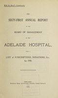 view Annual report of the Board of Management of Adelaide Hospital with a list of subscriptions, donations, etc : 1930.