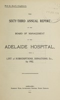 view Annual report of the Board of Management of Adelaide Hospital with a list of subscriptions, donations, etc : 1932.