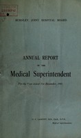 view Annual report of the Medical Superintentendent : 1941 / Burnley Joint Hospital Board.