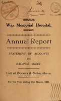 view Annual report statement of accounts and balance sheet : 1931 / Bognor War Memorial Hospital.