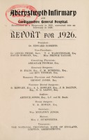 view Report : 1926 / Aberystwyth Infirmary and Cardiganshire General Hospital.