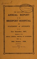 view Annual report of the Bridport Hospital and statement of accounts : 1927.