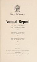 view Annual report : 1940 / Bury Infirmary.