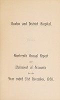 view Annual report and statement of accounts : 1930 / Buxton & District Cottage Hospital.