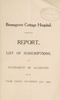 view Report, list of subscriptions, and statement of accounts : 1929 / Bromsgrove Cottage Hospital.