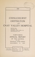 view Annual report of the Council : 1929 / Chislehurst, Orpington and Cray Valley Hospital.