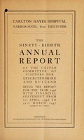 view Annual report of the United Committee of visitors for Leicestershire and Rutland : 1946 / Carlton Hayes Hospital.