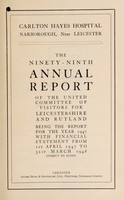view Annual report of the United Committee of visitors for Leicestershire and Rutland : 1947 / Carlton Hayes Hospital.