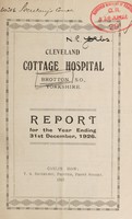 view Report : 1926 / Cleveland Cottage Hospital.