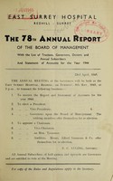 view Annual report of the Board of Management with the list of Trustees, Governors, donors and annual subscibers : 1944 / East Surrey Hospital.