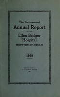 view Annual report of the Ellen Badger Hospital, Shipston-on-Stour : 1938.