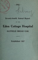 view Annual report of the Eden Cottage Hospital, Hatfield Broad Oak : 1941.