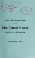 view Annual report of the Eden Cottage Hospital, Hatfield Broad Oak : 1942.