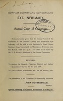 view Report of the Committee : 1928 / Durham County and Sunderland Eye Infirmary, Sunderland.