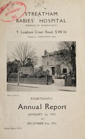 view Annual report : 1931 / Streatham Babies' Hospital.