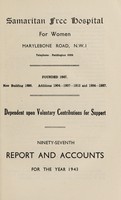 view Report and accounts : 1943 / Samaritan Free Hospital for Women.