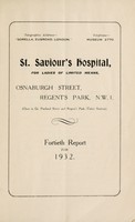 view Report : 1932 / St. Saviour's Hospital, for Ladies of Limited Means.