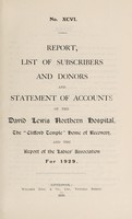 view Ninety-sixth annual report 1929 : together with the report of the Clifford Temple Home of Recovery, and the Ladies' Association / David Lewis Northern Hospital, Liverpool.