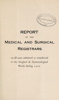 view Statistical report of medical and surgical in-patients for the year 1929 / David Lewis Northern Hospital, Liverpool.