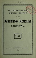 view Annual report of the Darlington Memorial Hospital : 1935.