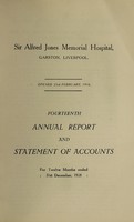 view Annual report and statement of accounts : 1928 / Sir Alfred Jones Memorial Hospital, Garston, Liverpool.