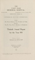 view Annual report : 1931 / East Ham Memorial Hospital.