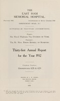 view Annual report : 1932 / East Ham Memorial Hospital.