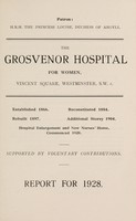 view Report : 1928 / Grosvenor Hospital for Women.