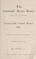 view Annual report : 1941 / Gertrude Myers Home.