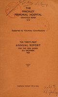 view Annual report : 1938 / Finchley Memorial Hospital.