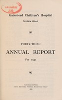 view Annual report : 1930 / Gateshead Children's Hospital.