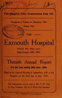 view Annual report : 1930 / Exmouth Hospital.