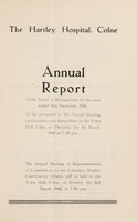 view Annual report of the Board of Management : 1941 / Hartley Hospital, Colne.