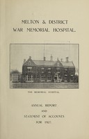 view Annual report and statement of accounts : 1927 / Melton & District War Memorial Hospital.