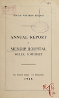 view Annual report of the Mendip Hospital Management Committee : 1948.