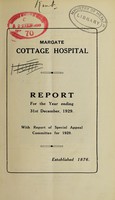 view Report : 1929 / Margate Cottage Hospital.