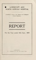 view Report : 1933 / Lowestoft and North Suffolk Hospital.