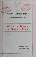 view Annual report of St. Luke's Hospital for Advanced Cases : 1943.