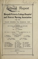 view Annual report of the Morpeth Victoria Cottage Hospital and District Nursing Association : 1927.