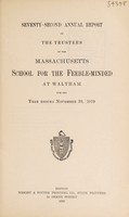 view Annual report of the Trustees of the Massachusetts School for the Feeble-minded at Waltham : 1919.