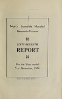 view Report : 1934 / North Lonsdale Hospital.