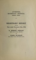 view Registrars' report : 1946 / Liverpool Maternity Hospital.