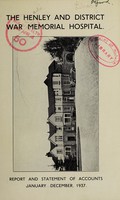 view Report and statement of accounts : 1937 / Henley and District War Memorial Hospital.