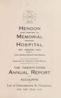 view Annual report with accounts : 1935 / Hendon King Edward VII Memorial Cottage Hospital.