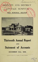 view Annual report and statement of accounts : 1935 / Helston and District Cottage Hospital.