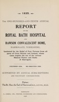 view Annual report of the Royal Bath Hospital and Rawson Convalescent Home : 1935.