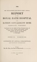 view Annual report of the Royal Bath Hospital and Rawson Convalescent Home : 1946.