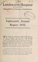 view Annual report : 1932 / Letchworth Hospital.