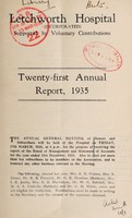 view Annual report : 1935 / Letchworth Hospital.