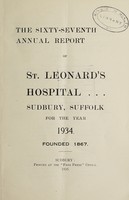 view Annual report of St. Leonard's Hospital : 1934.